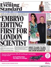 London Evening Standard () Newspaper Front Page for 2 February 2016