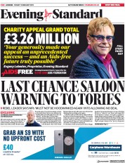London Evening Standard () Newspaper Front Page for 2 February 2019