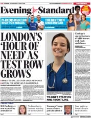 London Evening Standard () Newspaper Front Page for 2 April 2020
