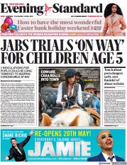 London Evening Standard () Newspaper Front Page for 2 April 2021