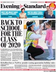 London Evening Standard () Newspaper Front Page for 2 June 2020