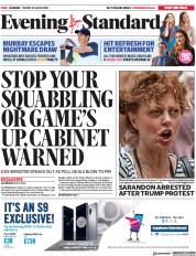 London Evening Standard () Newspaper Front Page for 2 July 2018