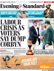 London Evening Standard () Newspaper Front Page for 2 August 2019