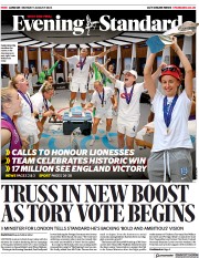 London Evening Standard () Newspaper Front Page for 2 August 2022