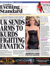 London Evening Standard () Newspaper Front Page for 2 September 2014