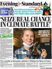 London Evening Standard () Newspaper Front Page for 30 October 2021