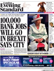 London Evening Standard () Newspaper Front Page for 30 November 2015