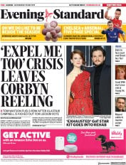 London Evening Standard () Newspaper Front Page for 30 May 2019