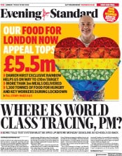 London Evening Standard () Newspaper Front Page for 30 May 2020