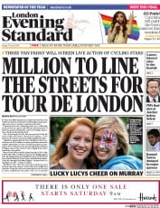 London Evening Standard () Newspaper Front Page for 30 June 2014