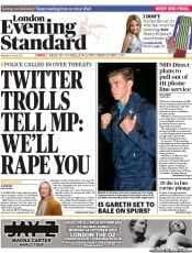 London Evening Standard () Newspaper Front Page for 30 July 2013