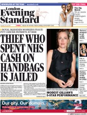 London Evening Standard () Newspaper Front Page for 30 July 2014