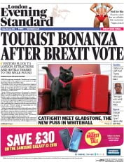 London Evening Standard () Newspaper Front Page for 30 July 2016