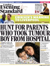 London Evening Standard () Newspaper Front Page for 30 August 2014