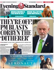 London Evening Standard () Newspaper Front Page for 31 October 2019