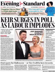 London Evening Standard () Newspaper Front Page for 31 October 2020