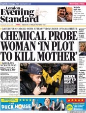 London Evening Standard () Newspaper Front Page for 31 January 2014