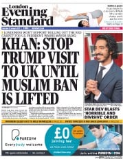 London Evening Standard () Newspaper Front Page for 31 January 2017