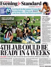 London Evening Standard () Newspaper Front Page for 31 March 2021