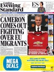 London Evening Standard () Newspaper Front Page for 31 May 2016