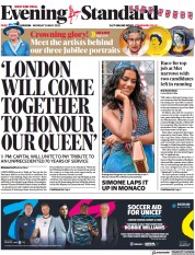 London Evening Standard () Newspaper Front Page for 31 May 2022