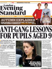 London Evening Standard () Newspaper Front Page for 31 August 2011