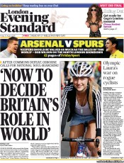 London Evening Standard () Newspaper Front Page for 31 August 2013