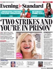London Evening Standard () Newspaper Front Page for 31 August 2019