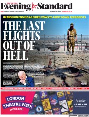 London Evening Standard () Newspaper Front Page for 31 August 2021