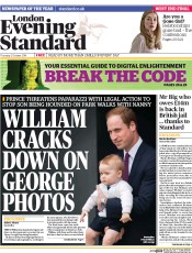 London Evening Standard () Newspaper Front Page for 3 October 2014