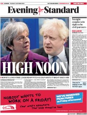 London Evening Standard () Newspaper Front Page for 3 October 2018
