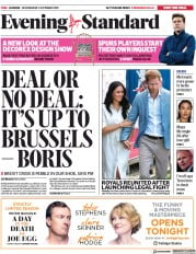 London Evening Standard () Newspaper Front Page for 3 October 2019