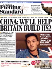 London Evening Standard () Newspaper Front Page for 3 December 2013