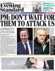 London Evening Standard () Newspaper Front Page for 3 December 2015
