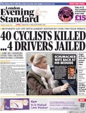 London Evening Standard () Newspaper Front Page for 3 January 2014