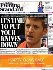 London Evening Standard () Newspaper Front Page for 3 February 2015