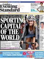 London Evening Standard () Newspaper Front Page for 3 August 2013