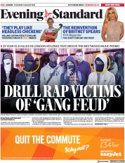 London Evening Standard () Newspaper Front Page for 3 August 2018