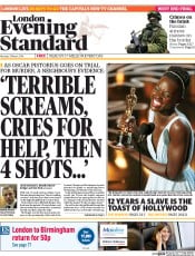 London Evening Standard () Newspaper Front Page for 4 March 2014