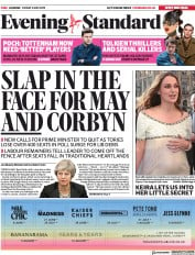London Evening Standard () Newspaper Front Page for 4 May 2019