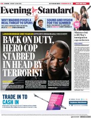 London Evening Standard () Newspaper Front Page for 4 June 2018