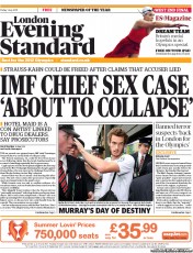 London Evening Standard () Newspaper Front Page for 4 July 2011