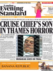 London Evening Standard () Newspaper Front Page for 4 August 2011