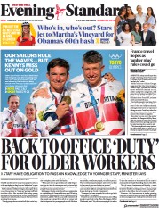 London Evening Standard () Newspaper Front Page for 4 August 2021