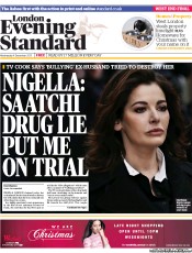 London Evening Standard () Newspaper Front Page for 5 December 2013