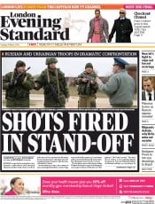 London Evening Standard () Newspaper Front Page for 5 March 2014