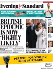 London Evening Standard () Newspaper Front Page for 5 March 2020