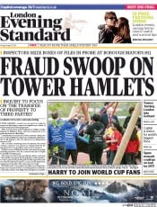 London Evening Standard () Newspaper Front Page for 5 April 2014