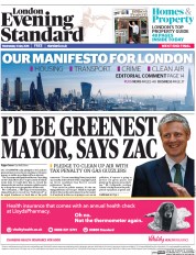 London Evening Standard () Newspaper Front Page for 5 May 2016