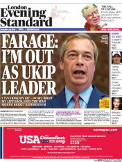 London Evening Standard () Newspaper Front Page for 5 July 2016